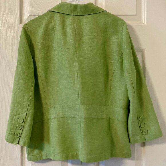 LIKE New, Emma James SZ 14, Belted Linen Blend Blazer, Green - Picture 3 of 4